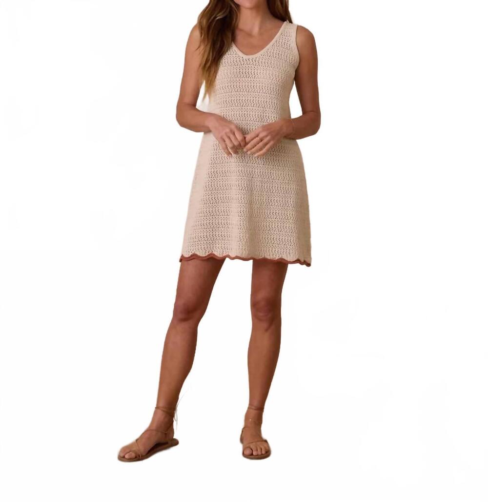 NEW RYLEE + CRU crochet tank mini dress in natural